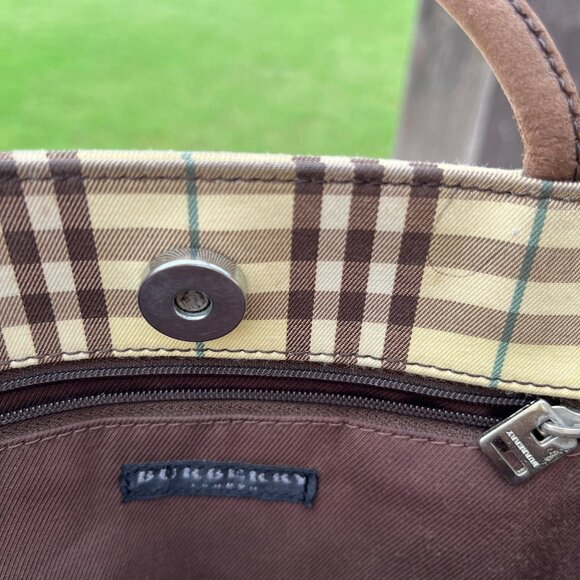 BURBERRY London Check Plaid Vintage AUTHENTIC Tote Bag - Picture 3 of 5
